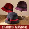 Hat Female Autumn and Winter Old Man Basin Hat Elegant Fashion Top Hat Mother Flower Hairball Retro Bucket Hat