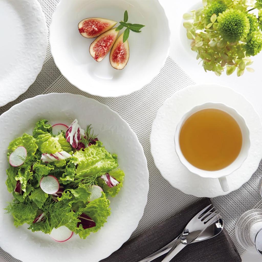 NARUMI Lucky Bag 2025 Tableware 12 Piece Set Silky White for 2 People Cute Relief Microwave Warming Dishwasher Safe 9968-24465NT