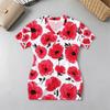 Women's Bodycon Mini Dress V Neck Short Sleeve,Soft Fabric,Poppy Print,Elegant Casual Ideal for Daily Wear,Vacation,Home & Outings