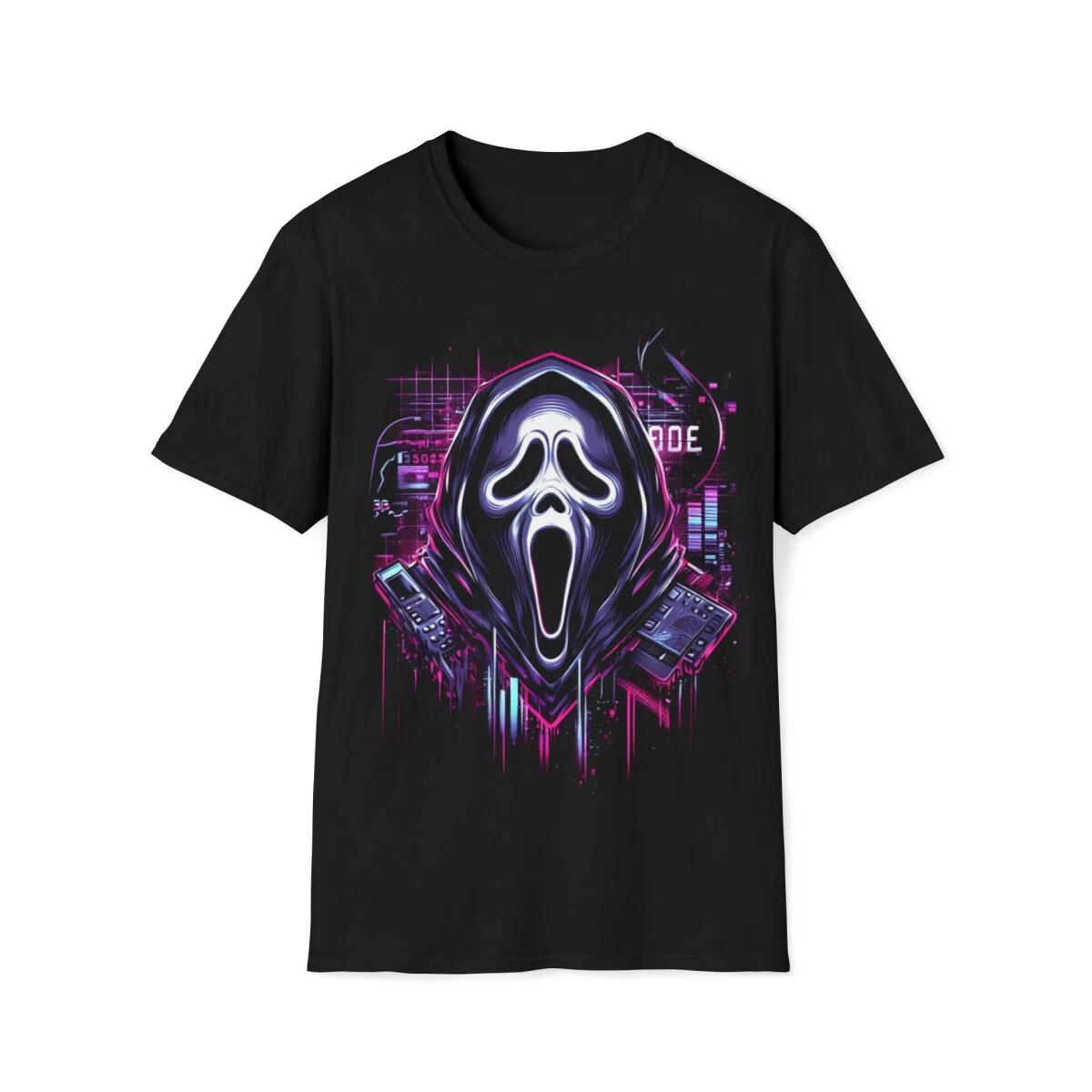 Men s and Women s T-shirts Cyberpunk Scream Face T-Shirt - A Futuristic Twist on Horror s Iconic Visage L