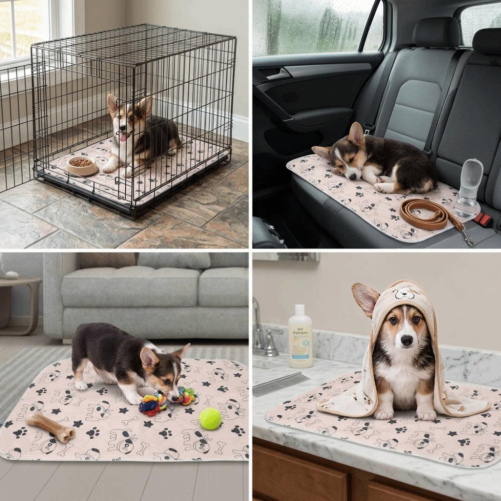 Polyester Fabric Washable Dog Urine Pad Leak Resistant Leak Proof Pet Mat  House Training