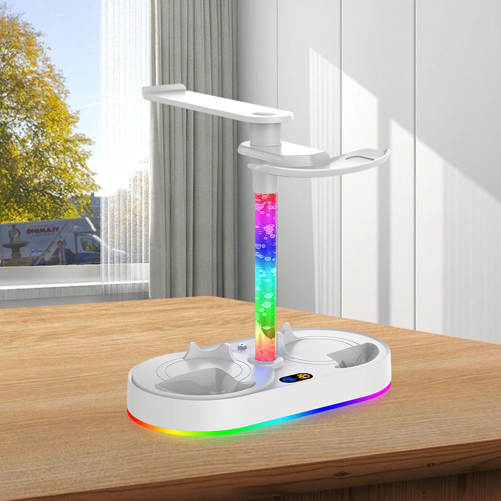 Charging Dock for Play Station5 Controller Charger Station with RGB Light Dual USB Port 4 Magnetic Adapter Charging Storage Dock