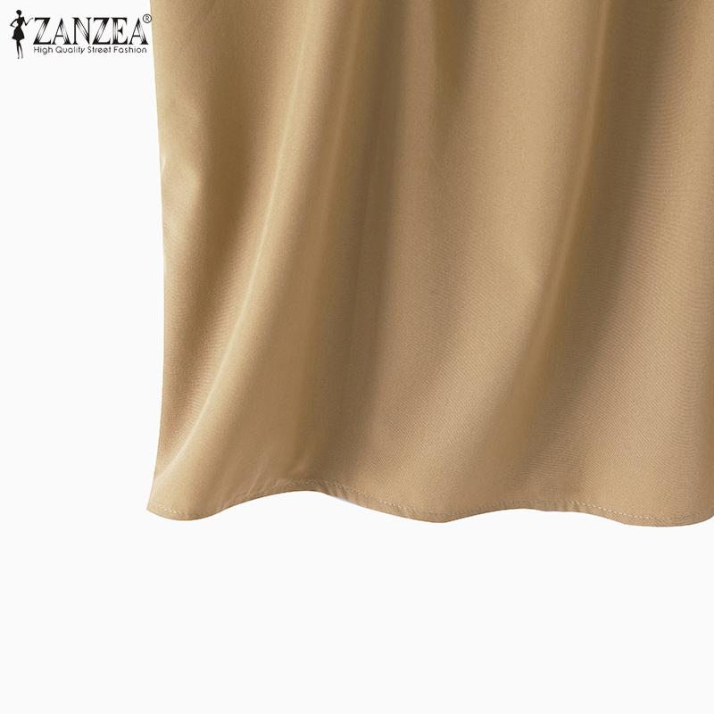 ZANZEA Women Casual O-neck Ruffles Short Sleeve Loose Blouse