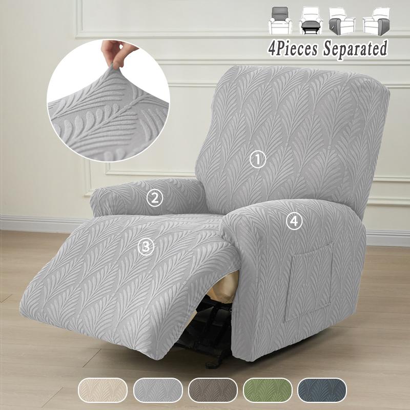 1 Seater Split Recliner Sofa Covers Jacquard Anti-dirty Chair Covers Leaves Relax Lounger Armchair Couch Cover for Living Room