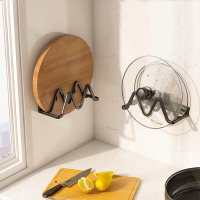 Porta taglieri da cucina, Supporto solido per coperchi di pentole, Rastrelliera portaoggetti adesiva, Organizzatori per coperchi di padelle, Portaspugne, Portapiatti