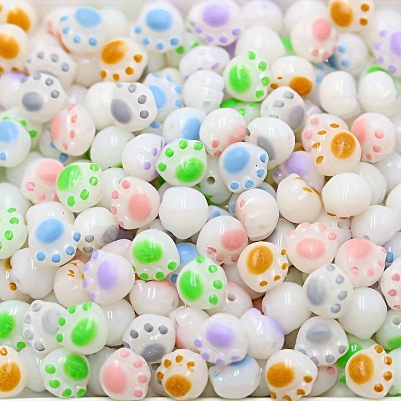 20pcs 12mm Super Cute Cat Paw Acrylic Beads Jewelry Making DIY Creative Bracelet Necklace Craft Supplies