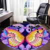 1PC Butterfly Mandala Office Round Rug, Non Slip, Soft and Durable Office Rug for Interior Decoration, Perfect for Office