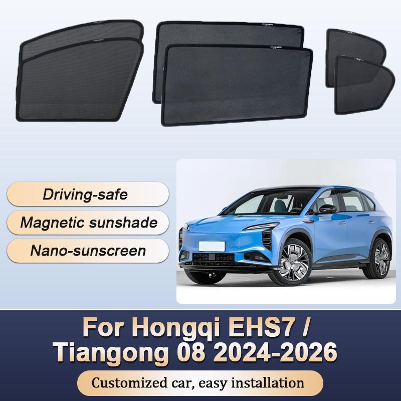 Sun Shades For Hongqi EHS7 Tiangong 08 2024 2025 2026 Sunshades Magnetic Heat insulation Curtains Window Visor Car Accessories