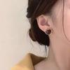 New light luxury high-end simple burgundy small love stud earrings niche fashion versatile earrings