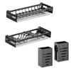 Dish Rack Wall Mounted Modern Kitchen Multifunctional Shelf Bowl Plate Drying Hanging Rack Chopsticks Fork Storage Shelves