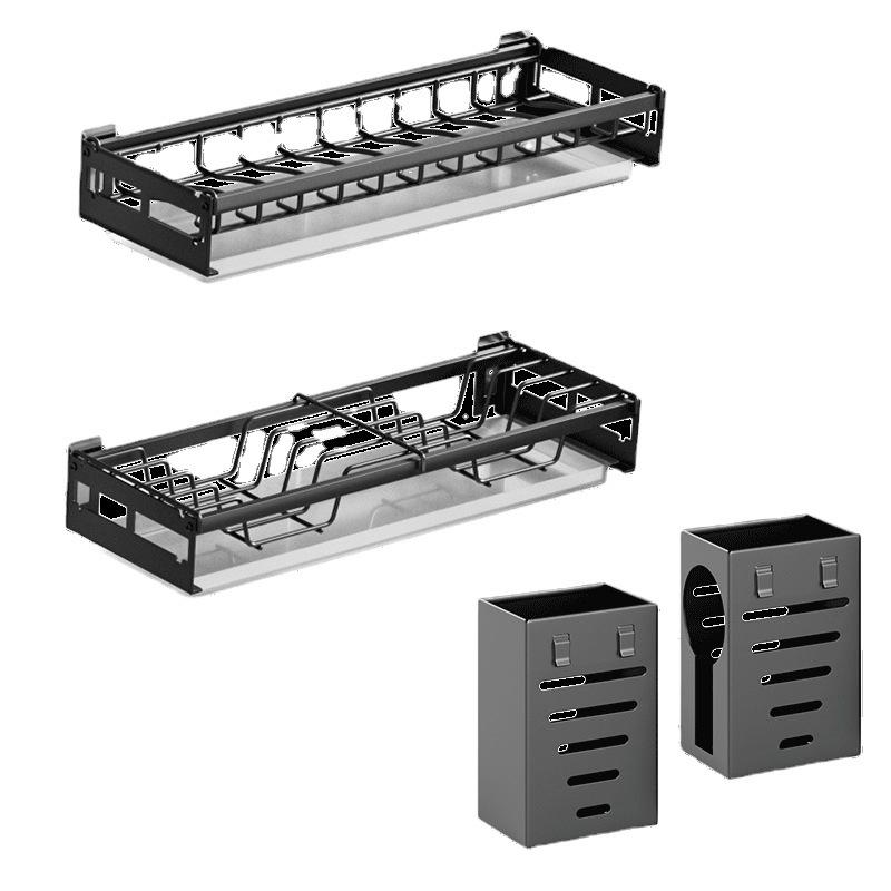 Dish Rack Wall Mounted Modern Kitchen Multifunctional Shelf Bowl Plate Drying Hanging Rack Chopsticks Fork Storage Shelves