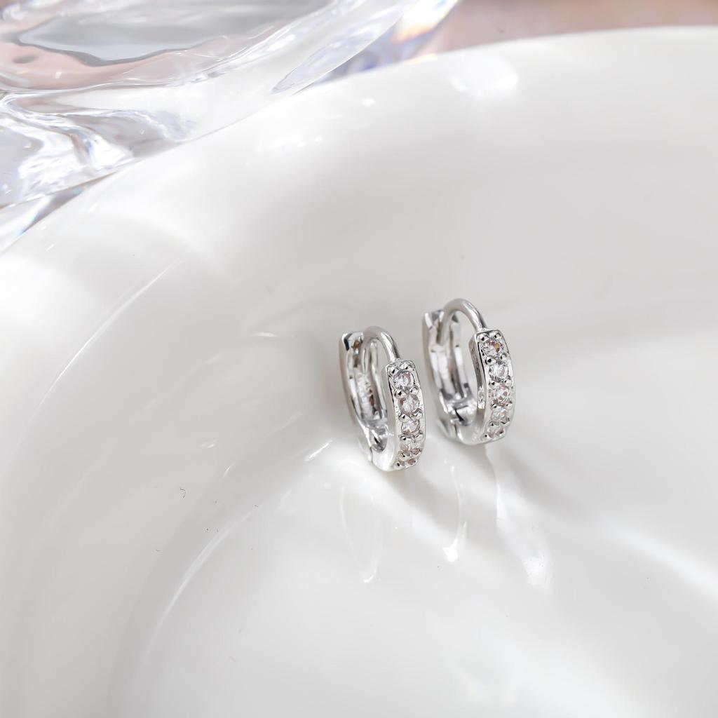 Minimalist Geometric Zircon Hoop Earrings: Japanese-Korean Fashion Ear Cuffs & Studs