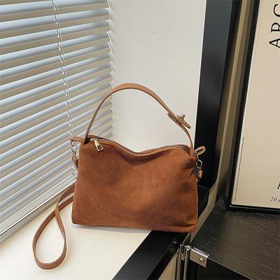 Retro Matte Suede Handbag Autumn and Winter New Trendy Shoulder Underarm Bag Suede Messenger Tote Bag