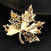 New Korean Style Fashionable Vintage Copper Micro-inlaid Maple Leaf Brooch, High-end and Elegant Designer Style Corsage