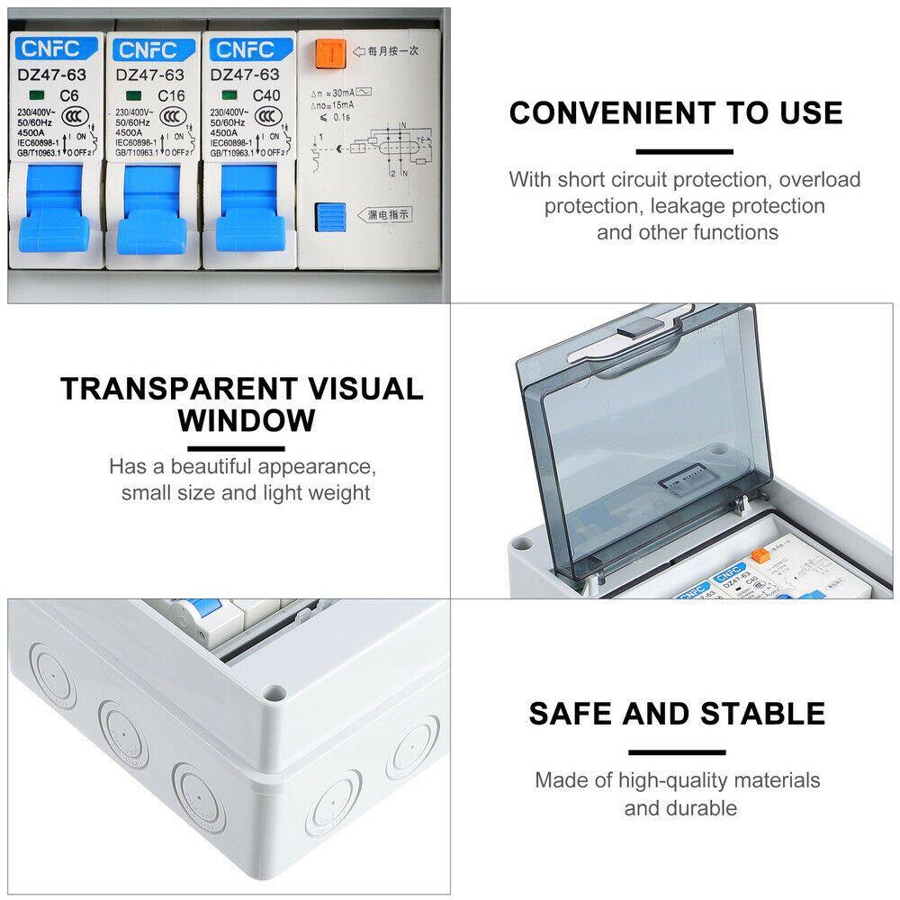 Waterproof for Electronics with RCD and 2x MCB Circuit Breaker Fuse Box Garage Consumer Unit 5 Way