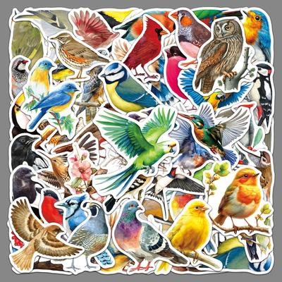 50pcs Cute Bird Cartoon Stickers - Waterproof, Perfect for Journals & Phone Cases