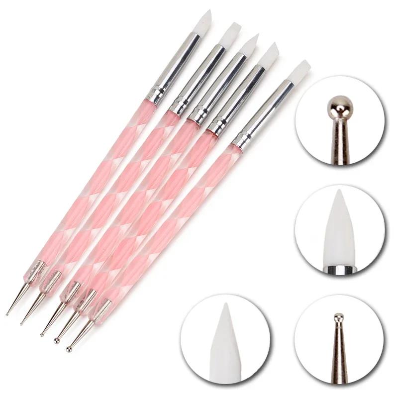 5 Pieces of Nail Art Special Pointed Flower Nail Polish Pens, Nail Art Painting Tools, Marble Pattern Painting Pens