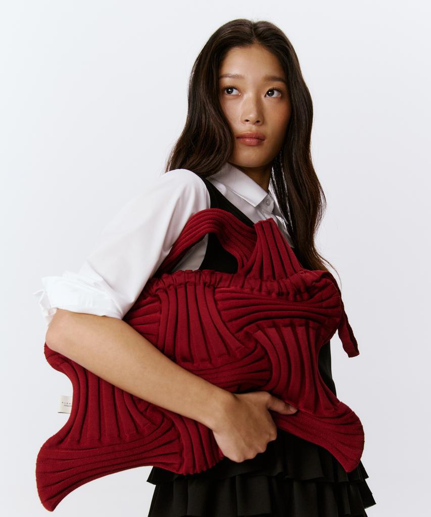 Pleatsmama Big Bow Bag Burgundy