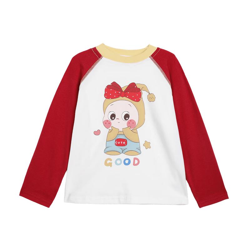 LUSON Toddler Girl Cartoon Raglan Long Sleeve T-Shirt