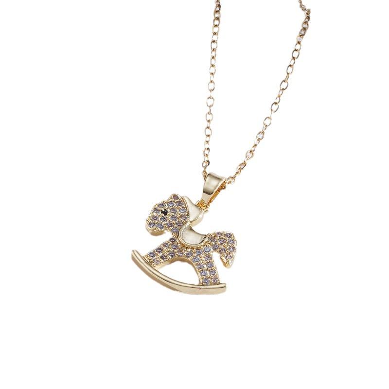 Elegant Women's Zircon Pendant Stainless Steel Necklace - Versatile Clavicle Chain