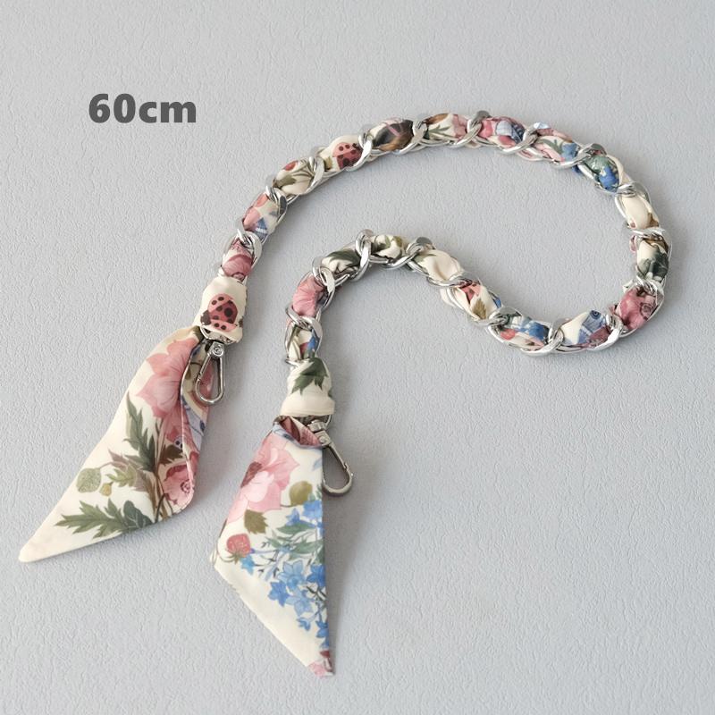 

Новый модный бренд женские сумки аксессуары цепи съемный цветочный принт золото серебро металл шелк плечевой ремень женщины DIY цепи ручки сумки 60CM бежевый