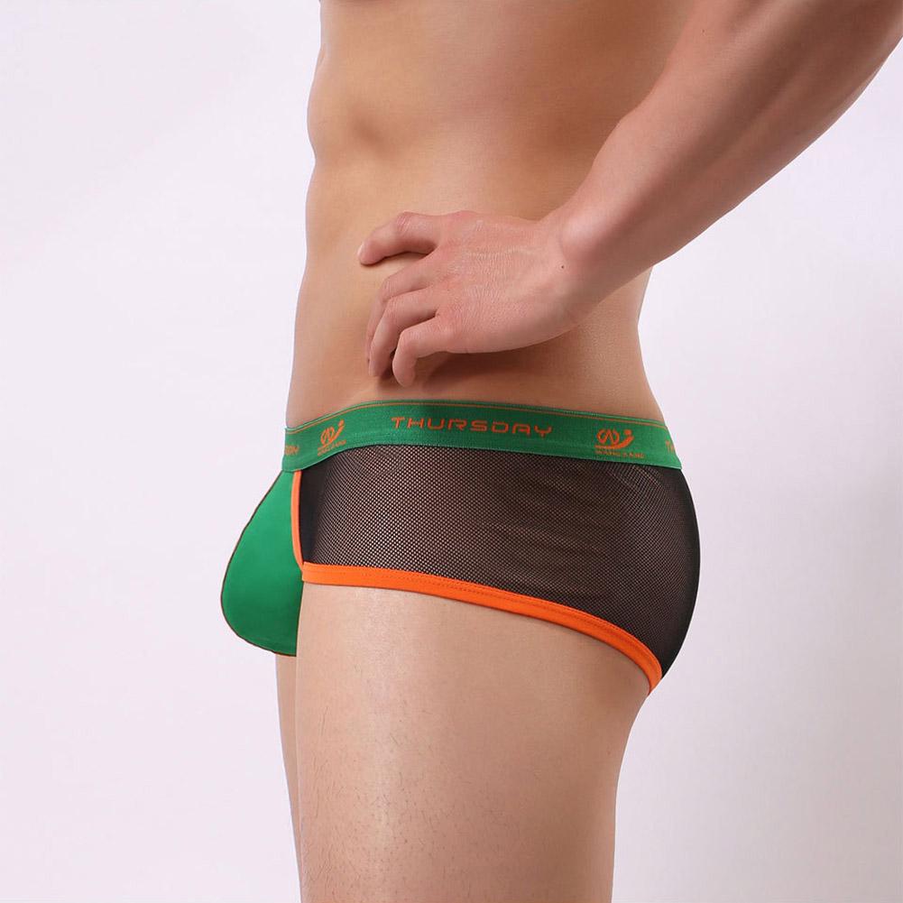 Men Underpants Convex Underwear Briefs Elastic Mesh Breathable Sexy Low Waist