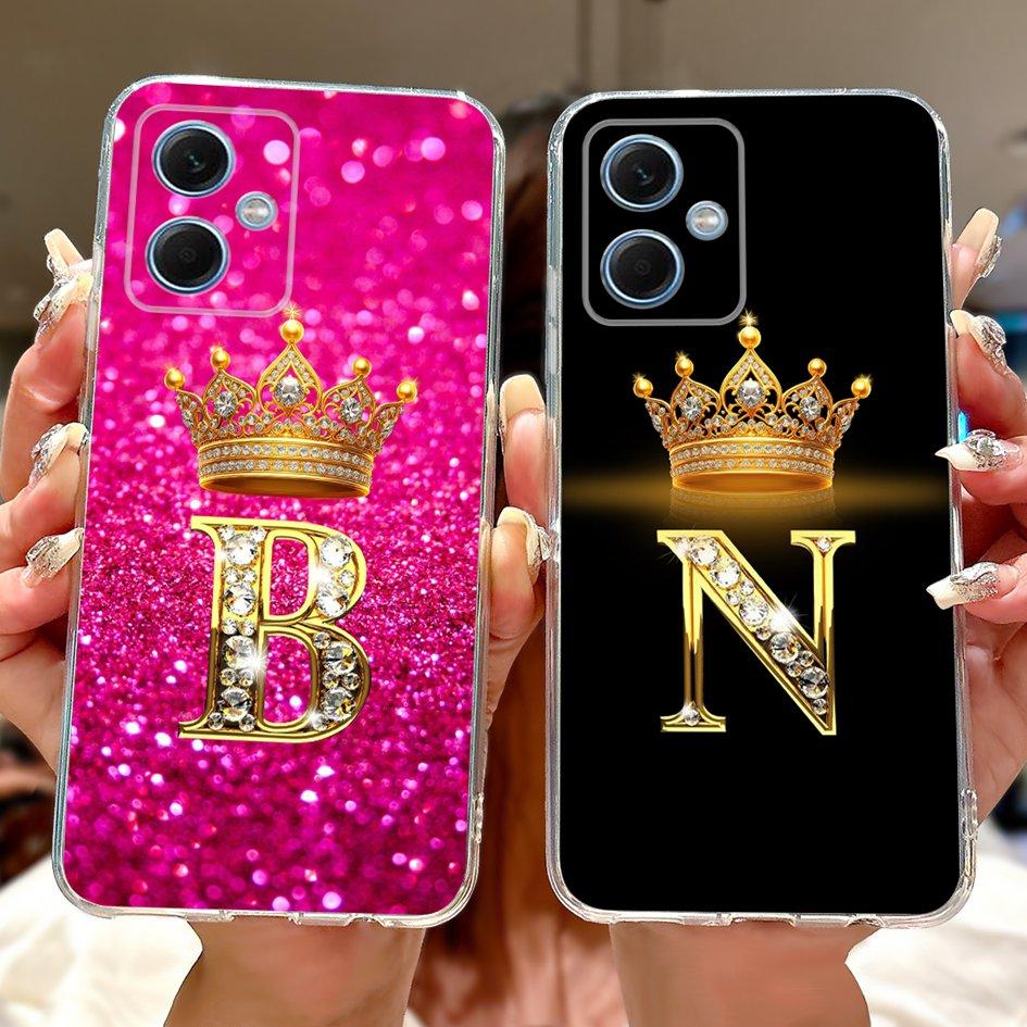 For Xiaomi Redmi Note 12 5G Case Lovely Crown Letters Transparent Silicone Soft Slim Cover For Redmi Note 12 Pro Plus Phone Bags