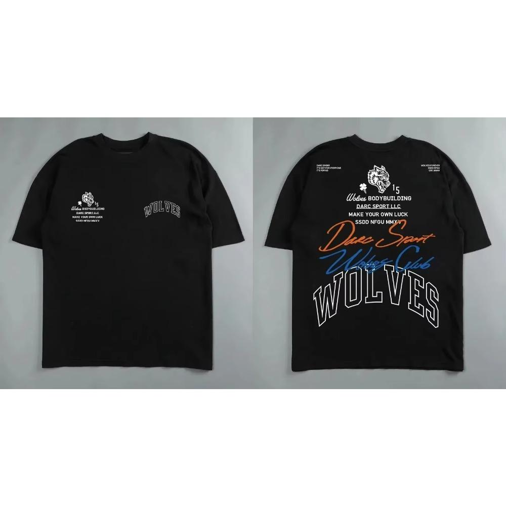 

Darc Sport Wolves Спортивные футболки для зала Оверсайз для тренировок Фитнес Одежда для мужчин с графическим принтом DTG Футболки Darc Sport Wolf XXXXXL чёрный