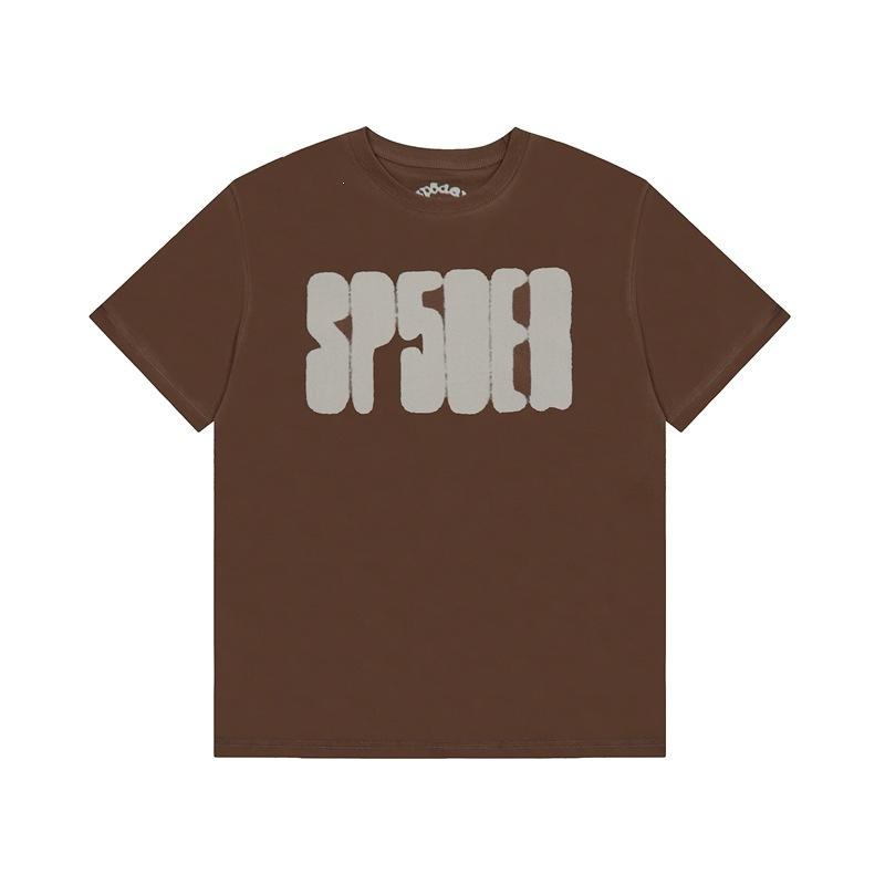 Foreign Trade Meichao Sp5der555555 Spider Web Printing Summer Loose Trend Men's and Women's Couples Short Sleeve T-Shirt Summer