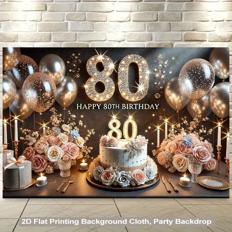 2D Diamond & Flower 80th Birthday Photography Background