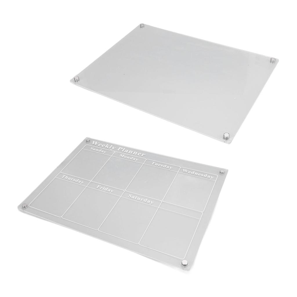 Refrigerator Calendar with 6 Markers Clear Acrylic Weekly Planner Blank Plan Board for Life Planning Daily Organization