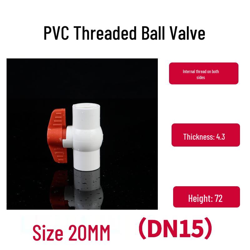 PVC Ball Valve with Threaded Inner Teeth for Water Supply (Sizes: 20, 25, 32, 40, 50, 63, 75, 90, 110)