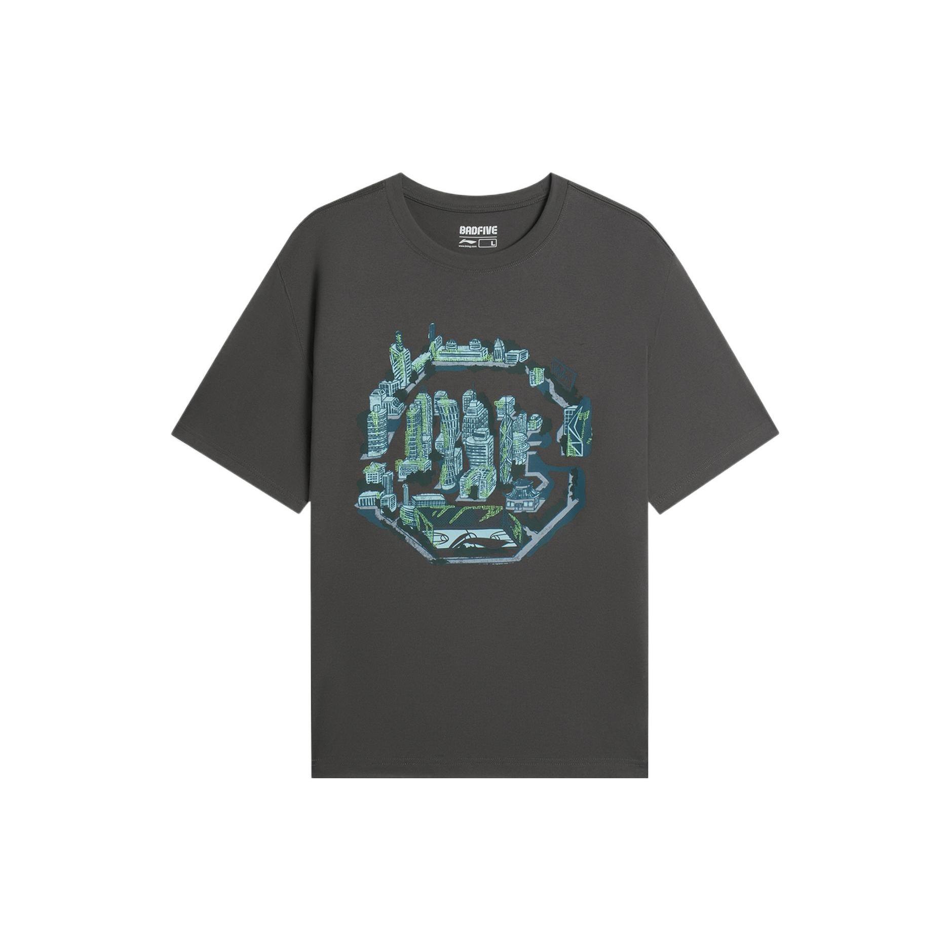 Li-Ning BadFive City Graphic Loose Fit T-shirt Grey Men s AHSS735-5 M