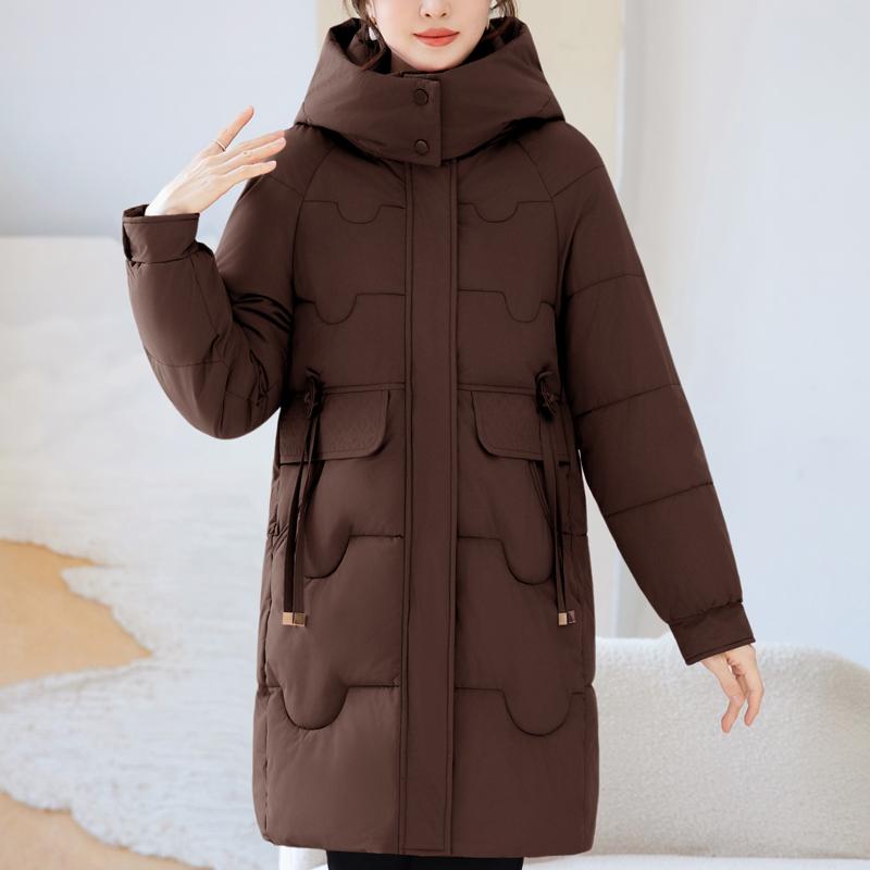 Dámské módní zimní dlouhé parky s kapucí, volné, silné a hřejivé bundy, dámské kabáty