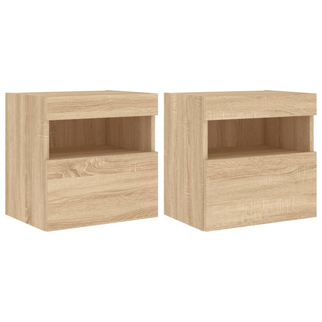 Vidaxl Ścienne Szafki Tv Z Led, 2 Szt., Dąb Sonoma, 40X30X40 Cm