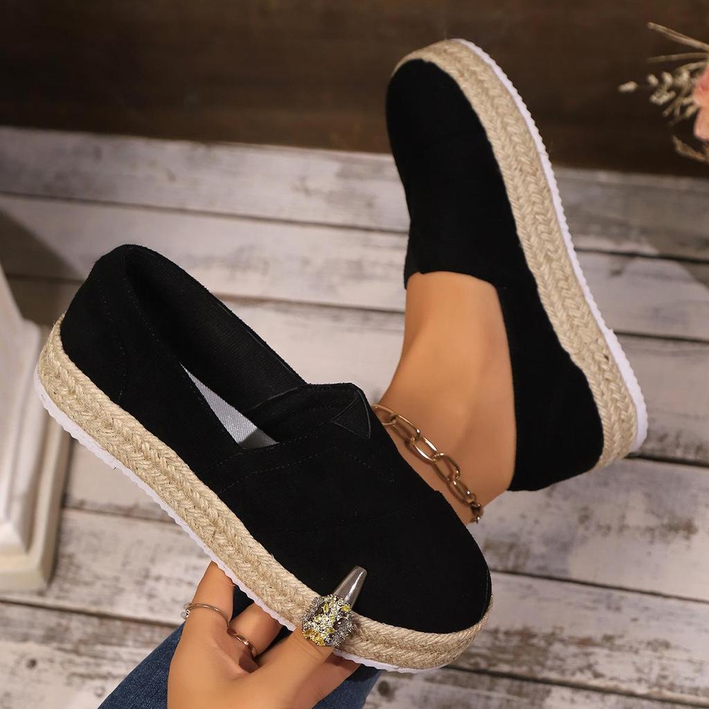 Women's Suede Slip-On Espadrille Style Casual Shoes for Spring and Autumn