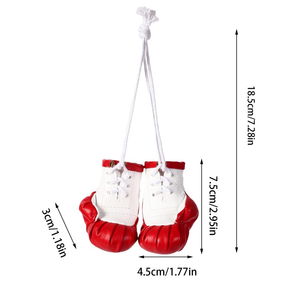 Mini Boxing Gloves Keychain PU Leather Car Interior Decor Bag Pendant for Keyring Backpack Purse Zipper Charm Gift Sports Fan