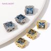 18K Gold Plated Brass With Zircon Square Spacer Beads,Loose Beads,Separators For Beads,For DIY Jewelry Making Accessories