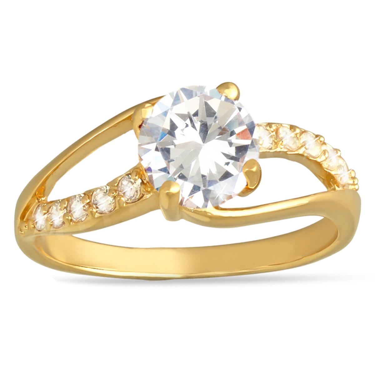 

Позолоченное кольцо Sissi золотисто-белое - 7 мм