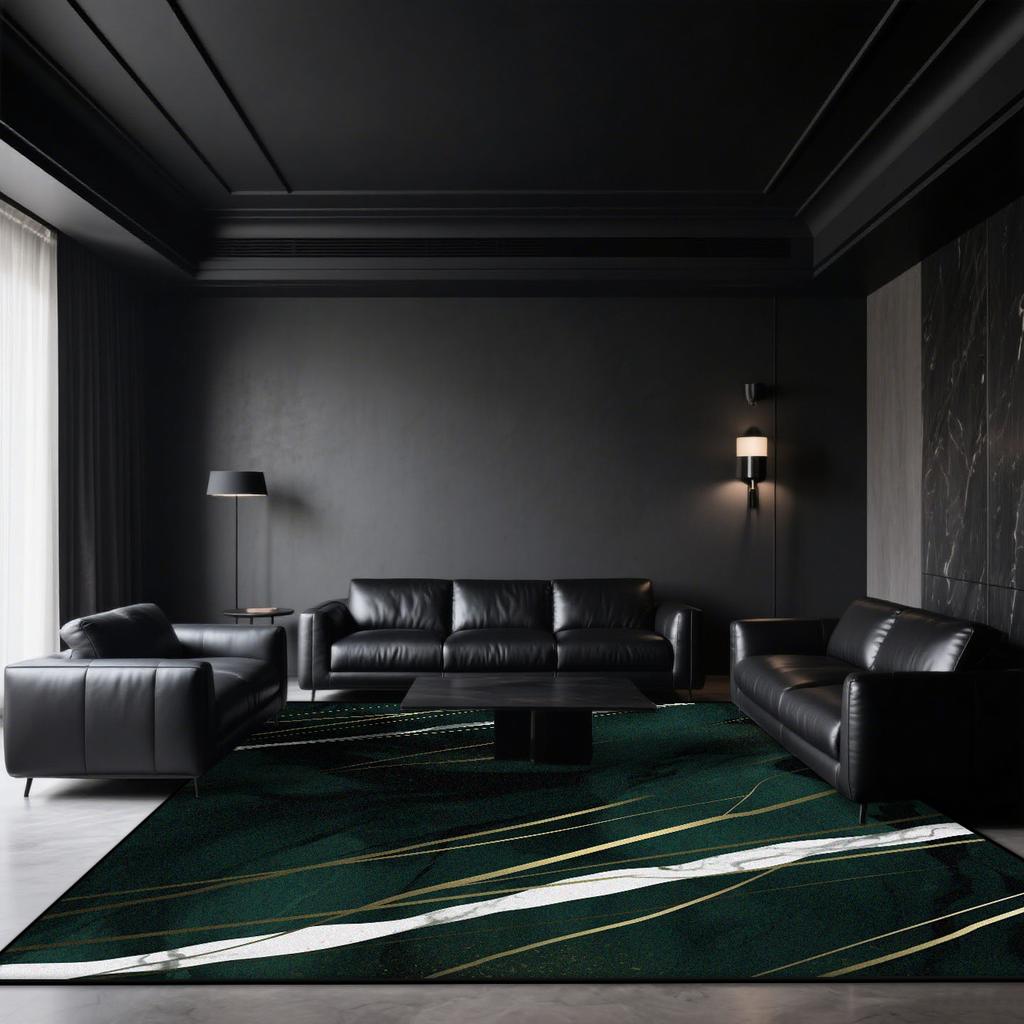 Black Marble Carpets for Living Room Dark toned Decoration Home Sofa Large Size Rugs Bedroom Cloakroom Short Velvet Floor Mat