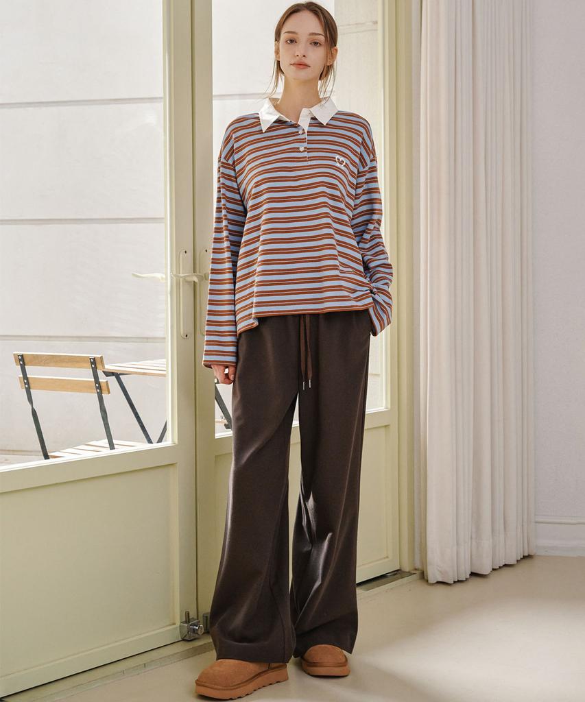 MALOUPE 2168 Brushed Four-Way Stretch Wide Pants (Brown)