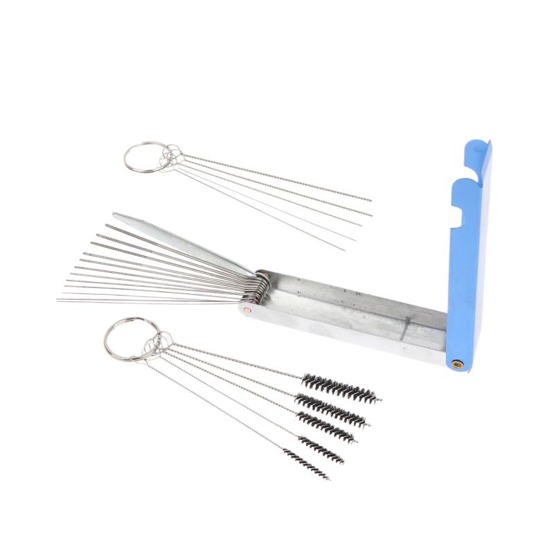 Carburetor Jet Cleaning Tool Set Professional Grade Metal Needles Nylon Brushes Reamer for Auto Repair Shops
