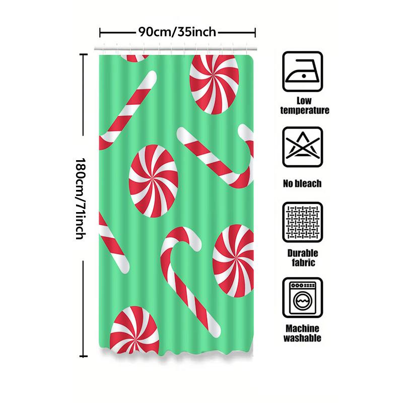 Tu Candy Cane Christmas Shower Curtain Festive Holiday Patterned Bathroom Decor Holiday Vibes Festive Design Modern Style Waterp