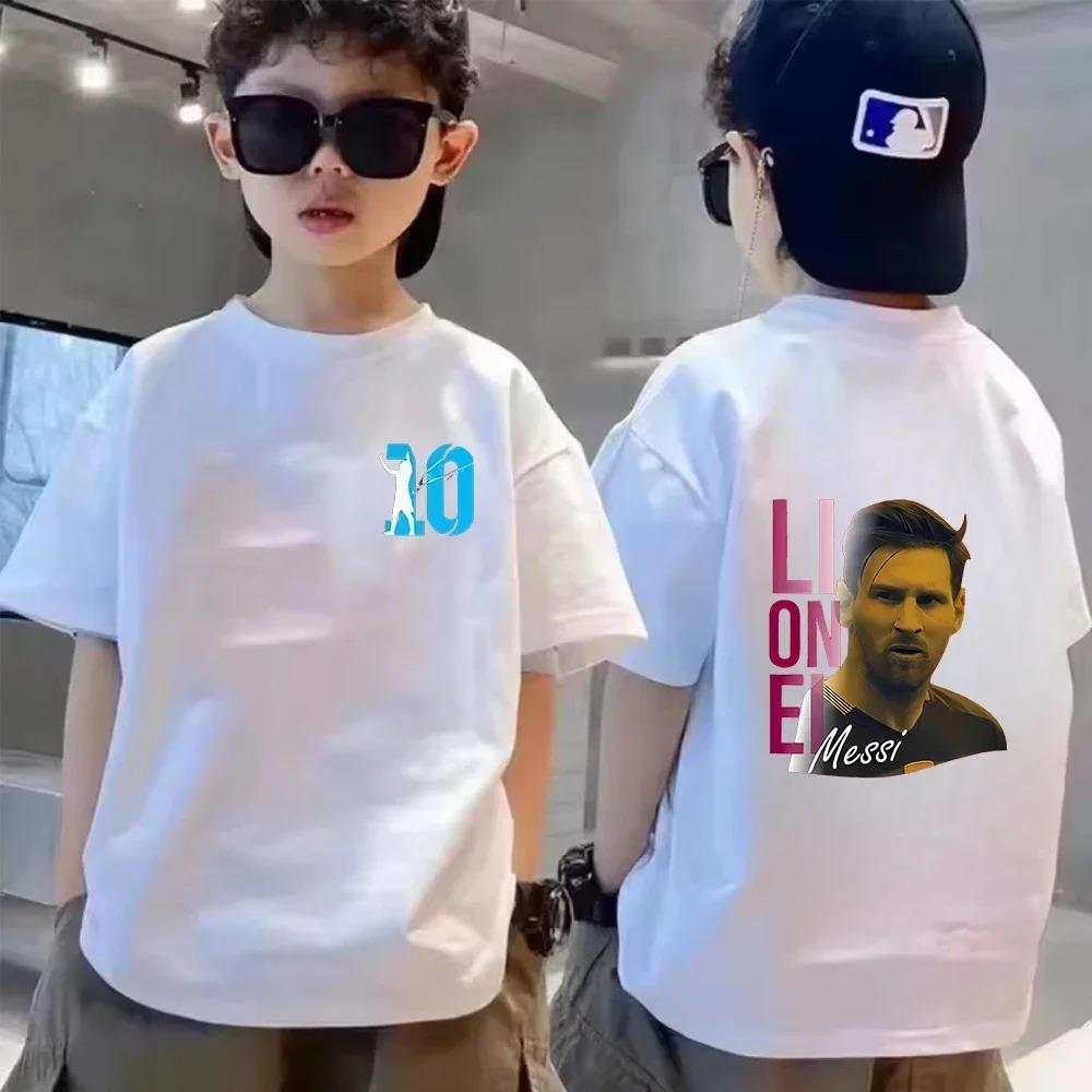 Sommer Kinder T-Shirt Kurzarm Messi Doppelseitiger Druck Lässig Mode Sport T-Shirt Top Kind Y2k Junge Mädchen Kleidung
