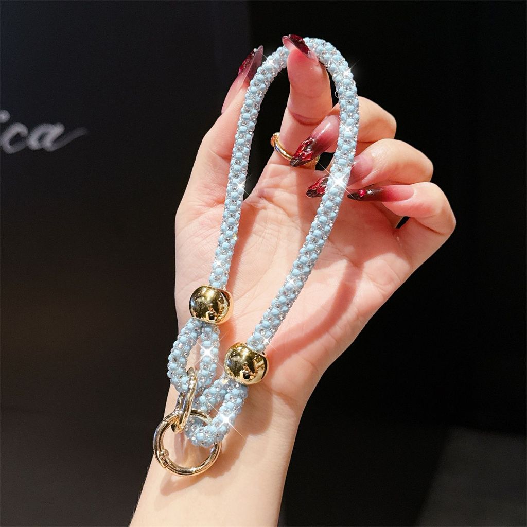 Pvc Jewelry Phone Strap With Glittering Beads And Card For Women And Men