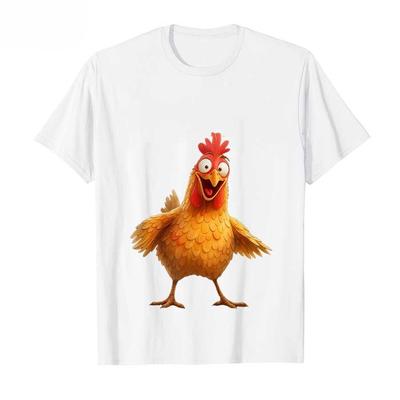 Męska zabawna humorystyczna koszulka z nadrukiem koguta, 100% czysta bawełna, z krótkim rękawem, zabawna odzieżowa góra