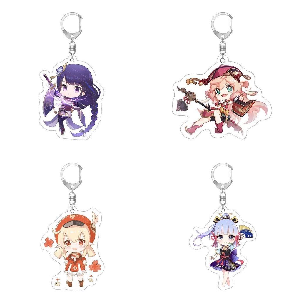 High Quality Genshin Impact Acrylic Keychain Anime Cartoon Kawaii Keyring Pendant