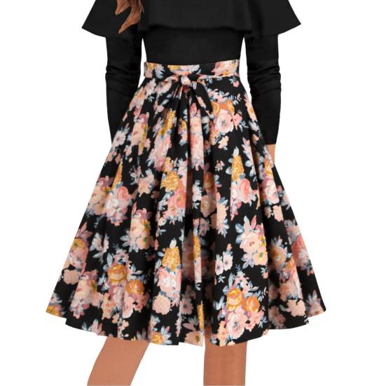 Women Skirt Fit A-Line Style High Midi Mid-calf Skirt Work Leisure