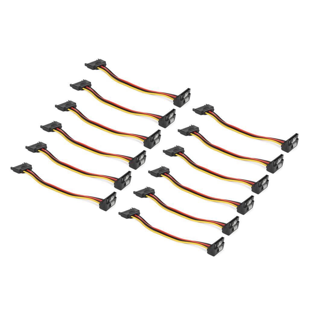10 Pack SATA Cables 15 Pin 90 Degree Male To Female Power Extension Adapter for HDD SDD Optical