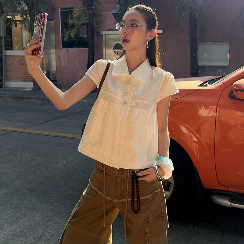

Retro Pocket Doll Shirt For Women M зеленый лайм